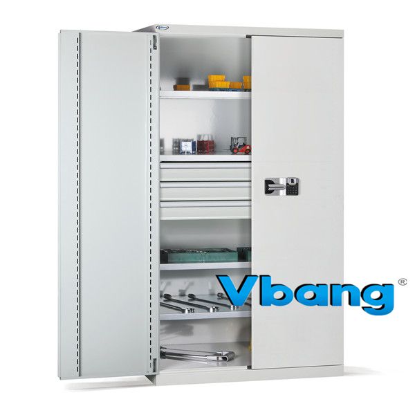 VBANG/ combination lock 4 shelf 3 drawer storage cabinet